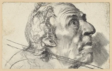 Head of an Old Man, Looking Up in Astonishment to the Right