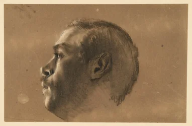 Male Head in Left Profile. Study of a model for "Frederick and His Men at Hochkirch"