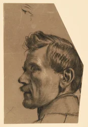 Male Head with Mustache in Profile to the Left