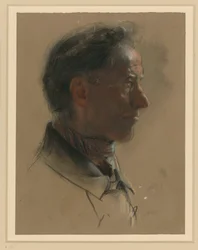 Male head facing right