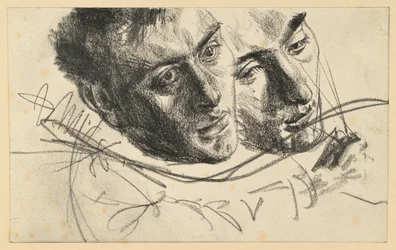 Male Head Tilted Right and to the Side, Two Studies