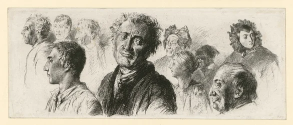 Study Sheet from the Asylum. Ten Heads, Mostly to the Left