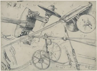 Transport Cart with Details and Dimensions. Study for “The Iron Rolling Mill. Modern Cyclopes”