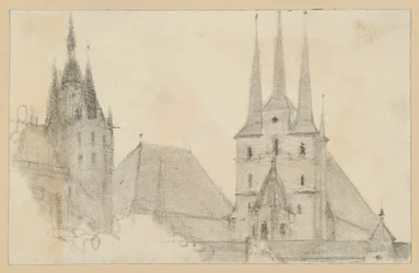 Towers and Roofs of the Cathedral and St. Severin in Erfurt