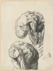 Two Studies: Worker Washing Himself. Study for “The Iron Rolling Mill. Modern Cyclopes”