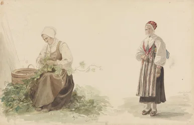 Woman Picking Oak Leaves and Kari Andersdatter