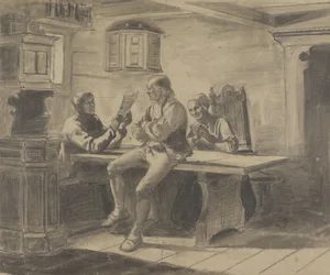 Man Reading Aloud to a Woman and a Man