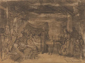 Priest Distributing Communion in a Peasant Interior