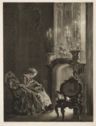 Woman Reading at the Fireside