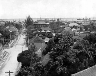 Duke Street and the harbour, Kingston, Jamaica, c1905