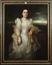 Portrait of a Lady wearing a White Dress embroidered with Pearls