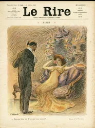 Illustration of Adolphe dit Willette for the Cover of Le Rire, 09/10/09 - Flirt - Love, Fashion, Internal architecture