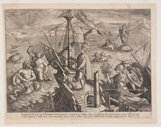 Amerigo Vespucci on His Ship, from Americae Retectio (The Discovery of America)