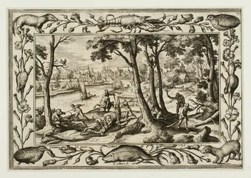 Bear Hunt, from Landscapes with Old and New Testament Scenes and Hunting Scenes