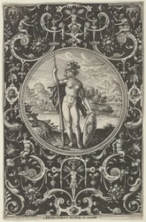 Minerva in a Decorative Frame with Grotesques, from the Judgment of Paris