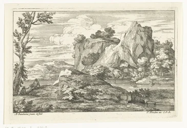 Landscape with Large Rock by a River
