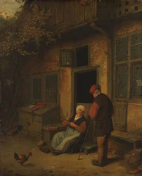 A Woman Gutting Herrings in Front of her House