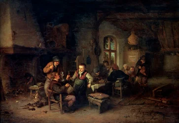 The Interior of an Inn with Nine Peasants and a Hurdy-Gurdy Player