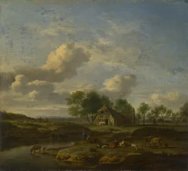Landscape with a Farm by a Stream