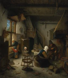 A Peasant Family in a Cottage After a Meal