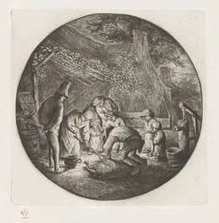 Peasant Family Slaughtering a Pig