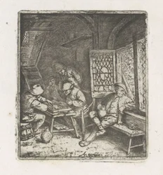 Peasant interior with tric-trac players