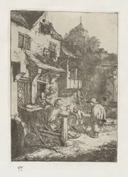 Hunchback Violinist in Front of an Inn