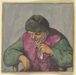 Half-length figure of a seated peasant with a pipe
