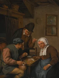 Interior with Peasants Playing Cards