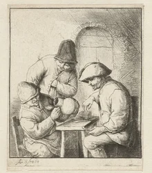 Man Looking into an Empty Jug, Two Men Watching (The Empty Jug)