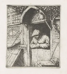 Man Leaning on a Half-Door