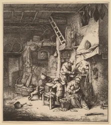 Peasant Family in an Interior with the Mother Feeding a Child