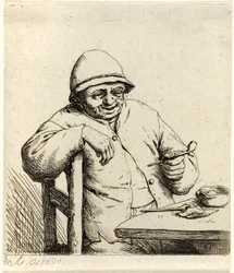Smoker Leaning on the Back of a Chair