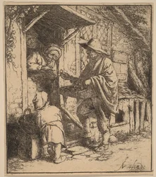 Street Vendor Selling Spectacles at the Door