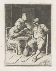 Violinist with a Couple at a Table