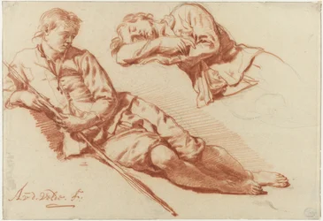 Two Studies of a Shepherd Resting