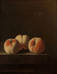 Three Peaches on a Stone Plinth, 1705