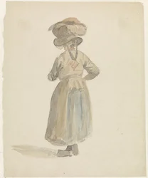 Figure Study of a Woman with a Basket on Her Head, from Behind