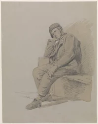 Figure Study of a Seated Man with a Cap