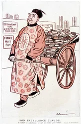 Cartoon about Paul Claudel, French poet and playwright