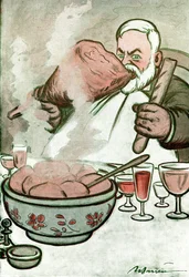 Cartoon Depicting Camille Cerf (1862-1936) Belgian Journalist and Secretary to Georges Clemenceau - Drawing by Adrien Barrere (1877-1931) from Fantasio