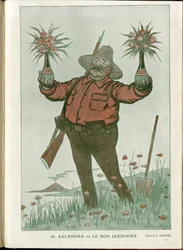 Illustration of A Barrere in Fantasio, 01/06/15 - Mr. Salandra or the Good Gardener - War of 14-18, Italy, Wine, Neutrality, Flowers, Volcanic eruptions, Chairman of the Council, Trieste - Salandra Antonio