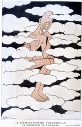 Portrait of Luigi Pirandello (1867 - 1936), Italian playwright - Illustration by Adrien Barrere (1877-1931) in Fantasio from 01/08/1925