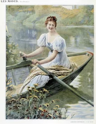 Woman making a boat on the Seine
