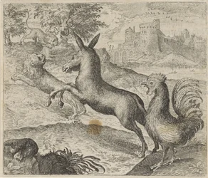 Fable of the Lion, Donkey, and Rooster