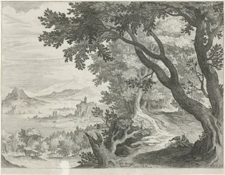Landscape with Two Figures Under a Tree