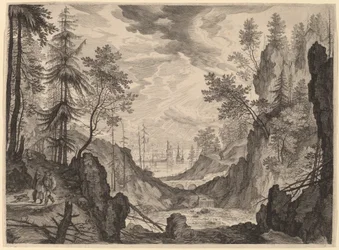 Woodland Scene with a Waterfall