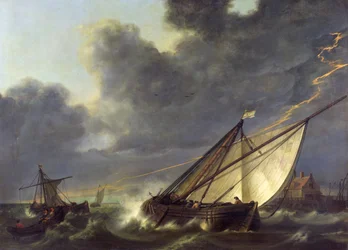 Boats in the Estuary of Holland Diep in a Storm