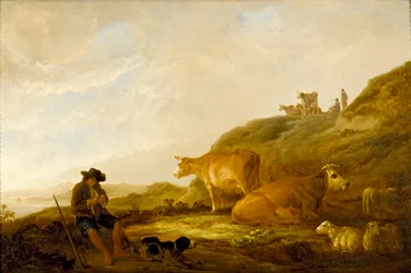 Seated Shepherd with Cows and Sheep in a Meadow, c. 1644