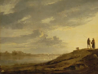 Sunset over a River, 1650s (panel)